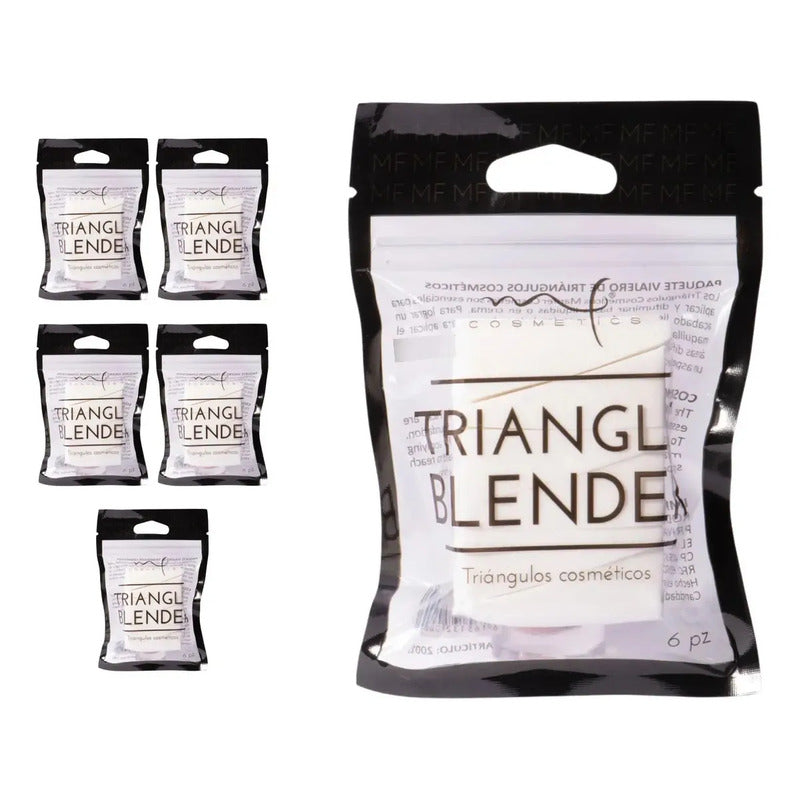 Esponjas Triangulares Para Maquillaje 6pz Marifer Cosmetics® Blanco Mini