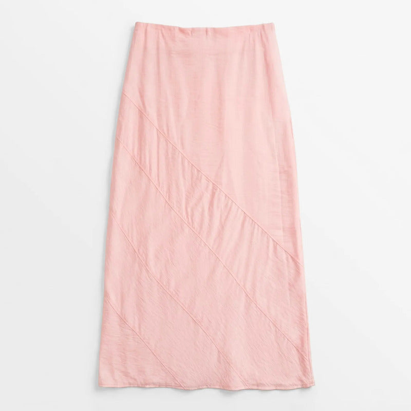 Falda Larga Ligera Para Mujer Mod. Kd028 Marca Julys® Rosa Lisa M
