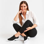 Tenis Urbano Slip On Para Mujer Mod135201 Marca Flexi® Negro Tejido 25.5 Mx