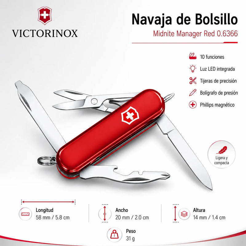 Navaja De Bolsillo 0.6366 Midnite Manager Red Victorinox® Rojo