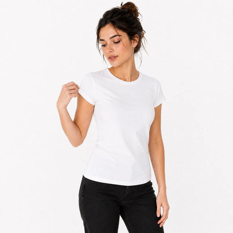 Blusa Básica Suave Casual Para Mujer Apx-0213 Marca Aspik® Blanco Lisa M