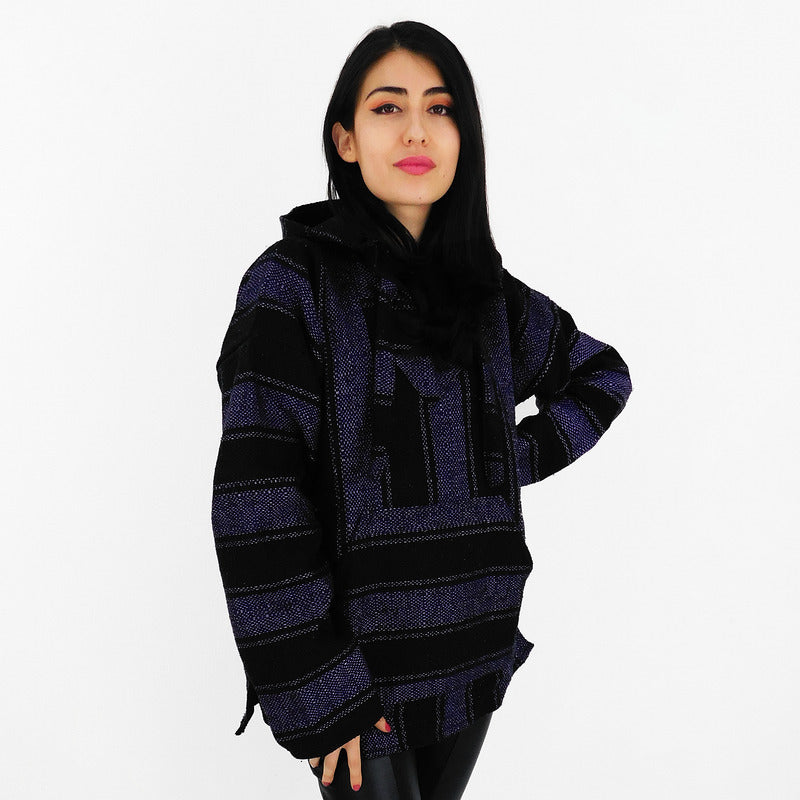 Suéter Poncho Canguro Artesanal Hoodie Acrilico Colores