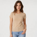 Blusa Básica Suave Casual Para Mujer Apx-0213 Marca Aspik® Beige Lisa Ch