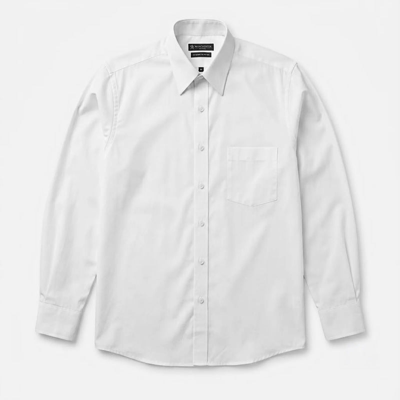 Camisa Básica Para Hombre Mod.5232 Marca Manchester® Blanco Lisa 16