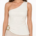 Blusa Asimétrica Para Mujer Mod.4384ll Marca Exotica® Hueso Lisa Eg