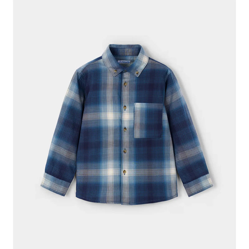 Camisa De Cuadros Para Niño Mod.4128-4127 Marca Mayoral® Azul Rayas 10