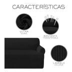 Cubre Sala Set 3 Piezas Estirable Ajuste Perfecto Blank &co® Negro Geométrico