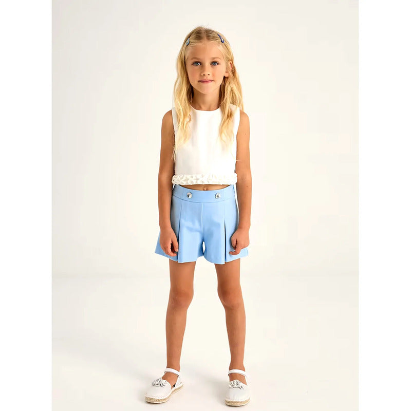 Short Tipo Falda Para Niña Mod.3201 Marca Mayoral® Celeste Lisa 2 Años
