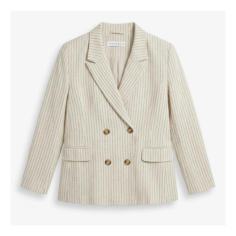 Blazer Saco Formal Para Mujer Mod. Cg00293 Marca Ferriano® Arena Rayas Ch