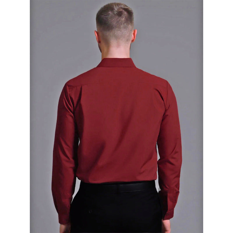 Camisa De Hombre Formal Mod. Cccn1273 Marca Lob® Bordó Liso Ch