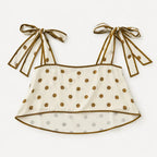 Conjunto Para Mujer Pantalón Palazzo+crop Top Marca Exotica® Beige Lunares Eg