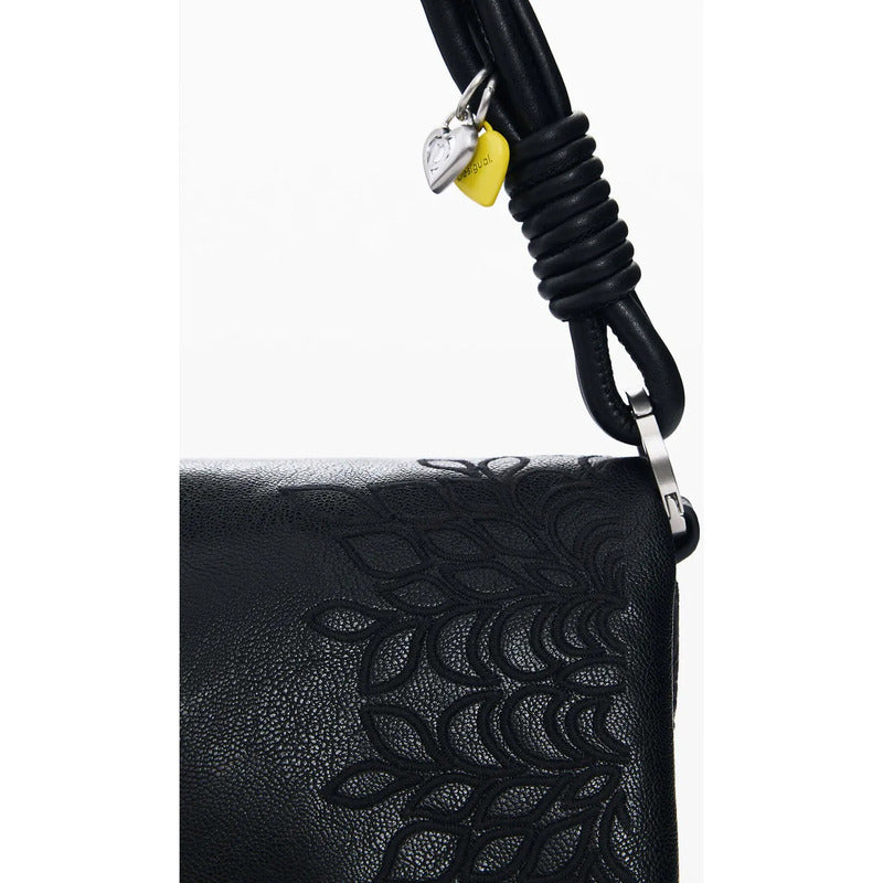 Bolso Pequeño Con Bordado Para Mujer 26saxpax/2000 Desigual® Negro Floreado Níquel
