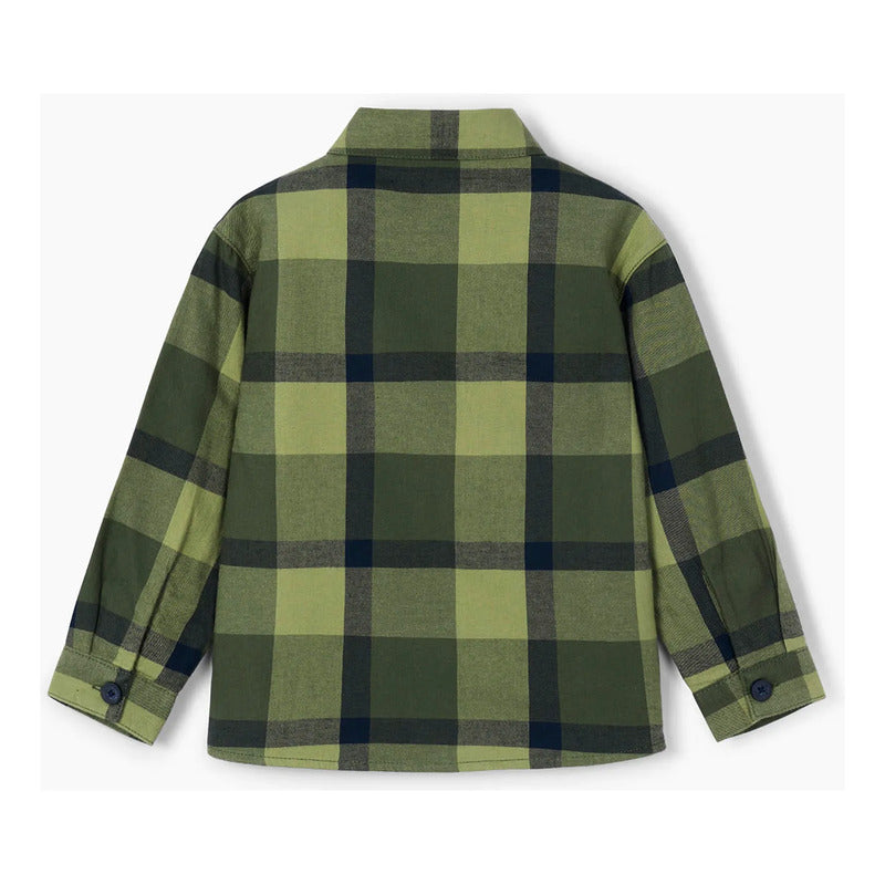 Camisa De Cuadros Para Niño Mod.4123 Marca Mayoral® Verde Olivo Cuadros 4