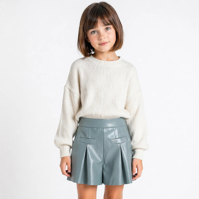 Short Polipiel Casual Para Niña Mod.4223 Marca Mayoral® Salvia Lisa 9 Años