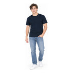 Playera Casual Básica Unisex Mod. 4148 Marca Skannda® Azul Oscuro Lisa Ch
