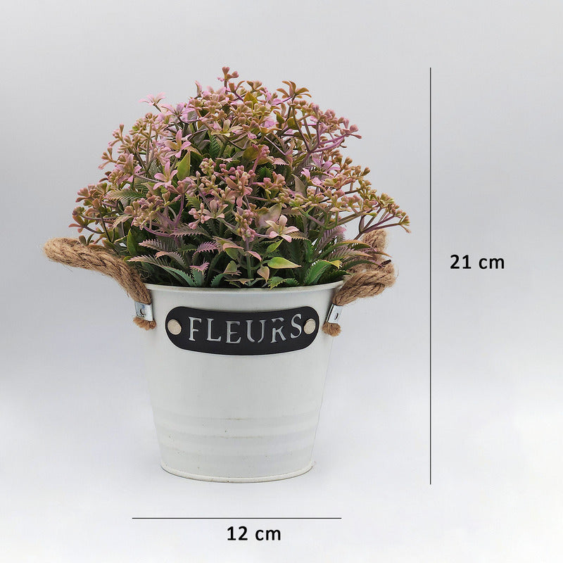 Maceta Decorativa Vintage Con Flores Artificiales Adorno