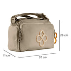 Bolso Crossbody Para Mujer Mod. Ji 2883 Marca Jaime Ibiza® Taupe Lisa Níquel