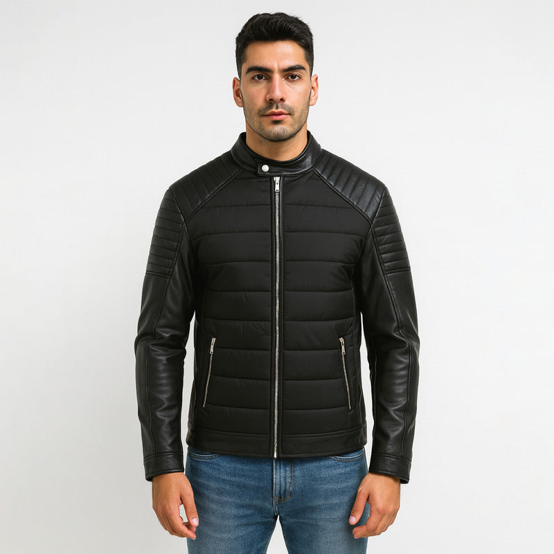 Chamarra Hombre Con Detalles En Vinipiel Mod. D45307 Bobois®