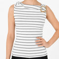 Blusa Semi Formal Con Aro Dorado Mujer 4363 Marca Exotica® Blanco Rayas M