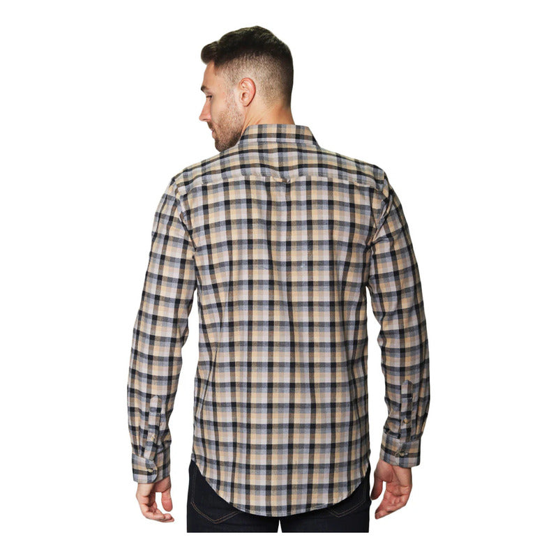 Camisa Para Hombre Manga Larga Cuadros Marca Bobois®