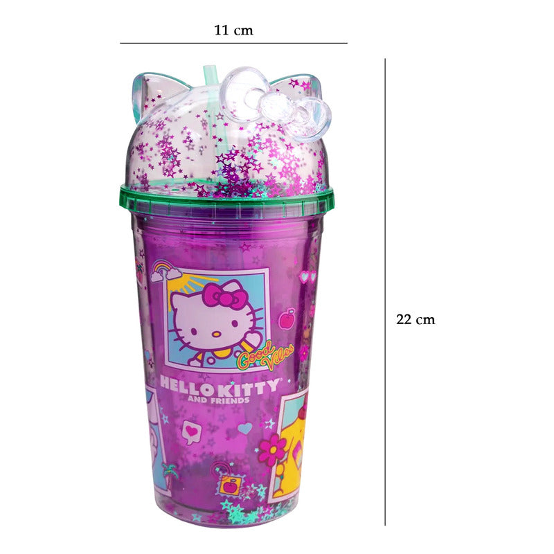 Vaso Con Popote Doble Pared Con Domo 500ml Diseños Animados