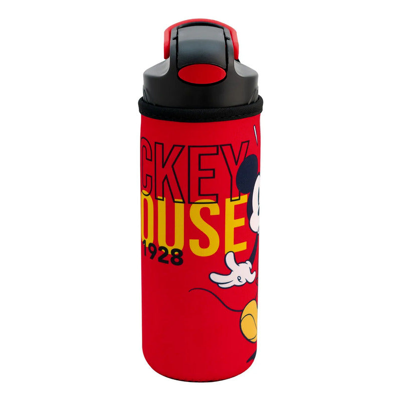 Botella De Plástico Con Funda 600ml Diseños Animados Mickey 1721-379