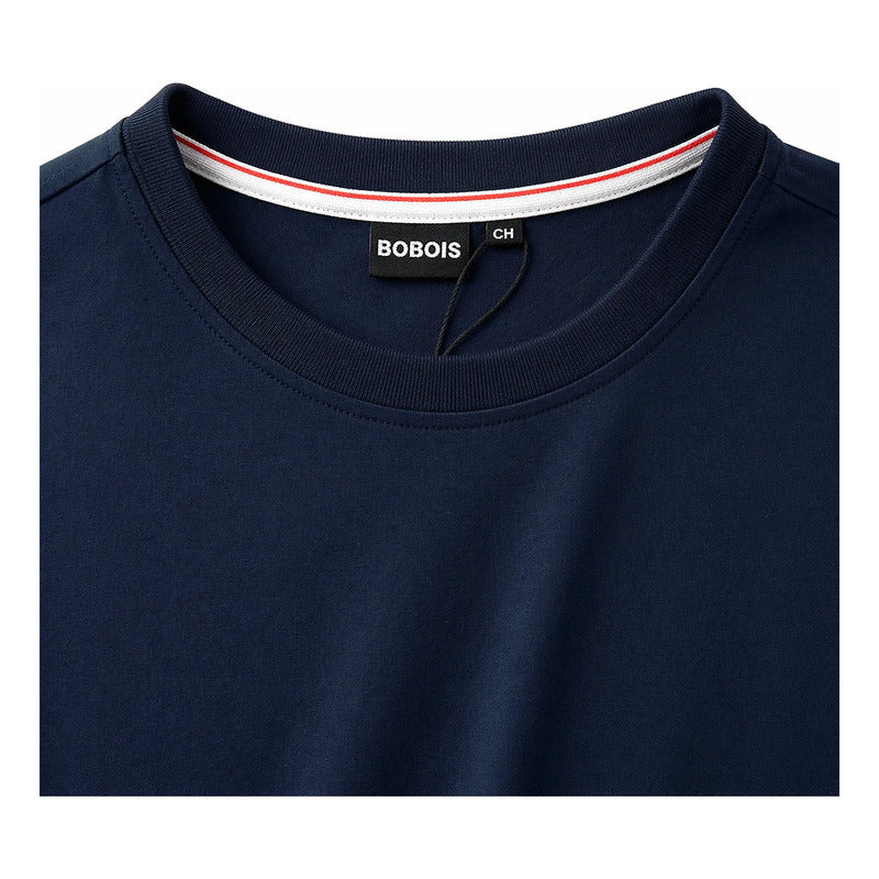 Playera Casual Para Hombre Mod. A61404 Marca Bobois® Azul Marino Eg Lisa