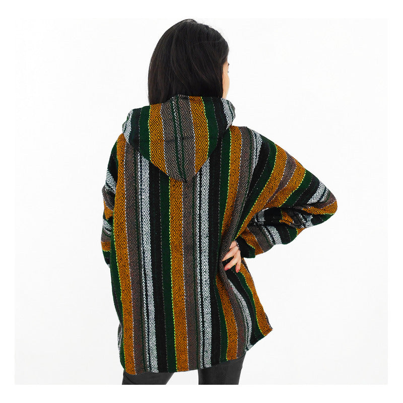 Suéter Poncho Canguro Artesanal Hoodie Acrilico Colores