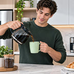 Taza De Cerámica Acanalada 370ml Estilo Nórdico Verde 1744-98 Acanalada