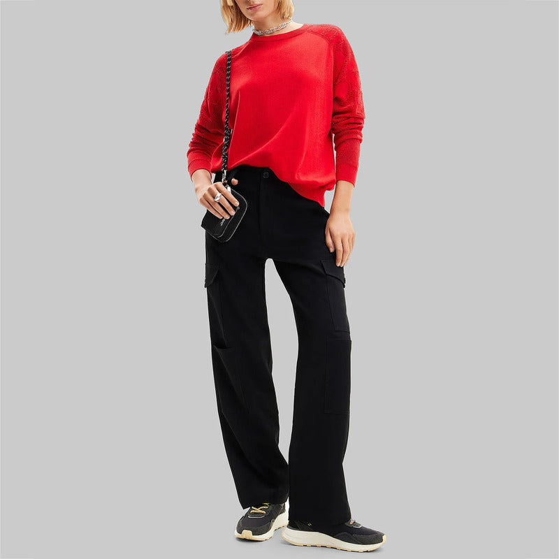 Suéter Holgado Para Mujer 24swjf09/ 3036 Marca Desigual® Rojo Lisa S