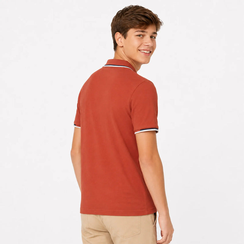 Playera Polo Para Niño Mod.6166 Marca Mayoral Nukutavake® Tomate 10 Años Lisa