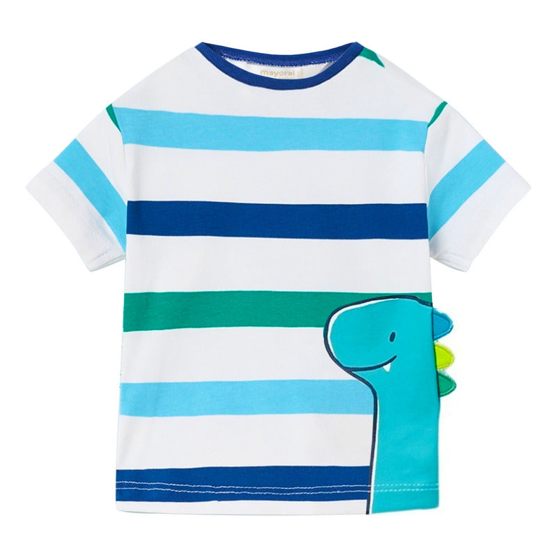 Playera Comoda Para Bebé Mod.1002 Marca Mayoral® Multicolor Dinosaurio 6-9 Meses Lisa