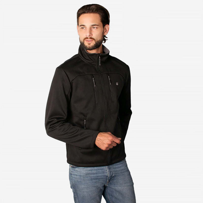 Chamarra Cuello Alto Para Hombre Cw86-pol7048 Greenlander® Negro Ch Liso