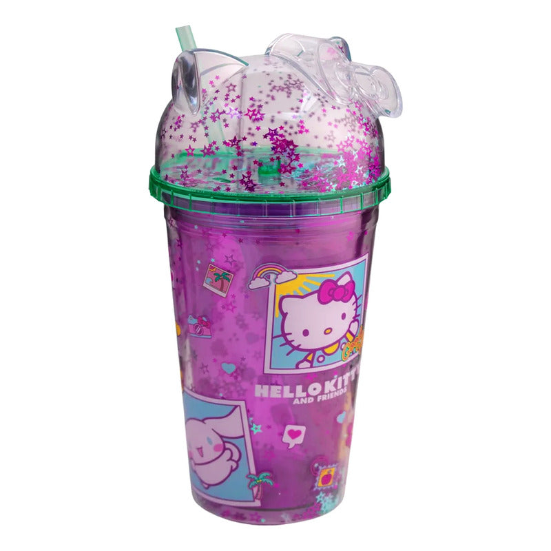 Vaso Con Popote Doble Pared Con Domo 500ml Diseños Animados