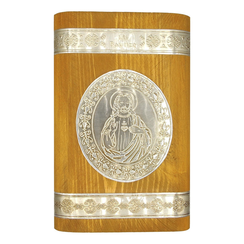 Set Para Bautizo Vela+concha+toalla+caja De Madera