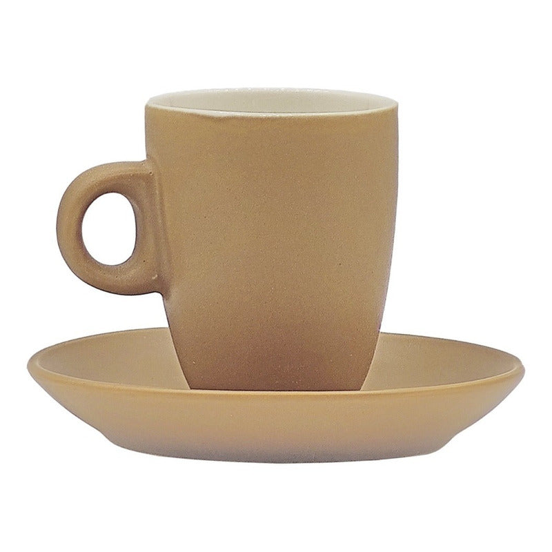 Set De 6 Tazas+platos De Porcelana Mod.1767 Rosa/multicolor Tazas