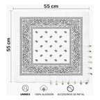 Paliacate Tradicional Multiusos Accesorio Unisex 55x55cm Blanco Geométrico Unitalla