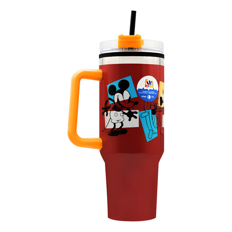 Termo Doble Pared Con Asa Y Popote 1.2 L Diseños Animados