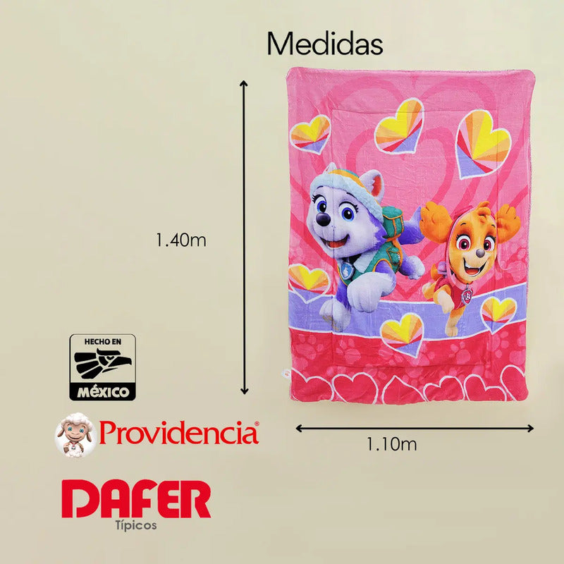 Cobertor Edredón Cunero Para Bebé 1.10mx1.40m Providencia® Diseño De La Tela Paw Patrol Rosa
