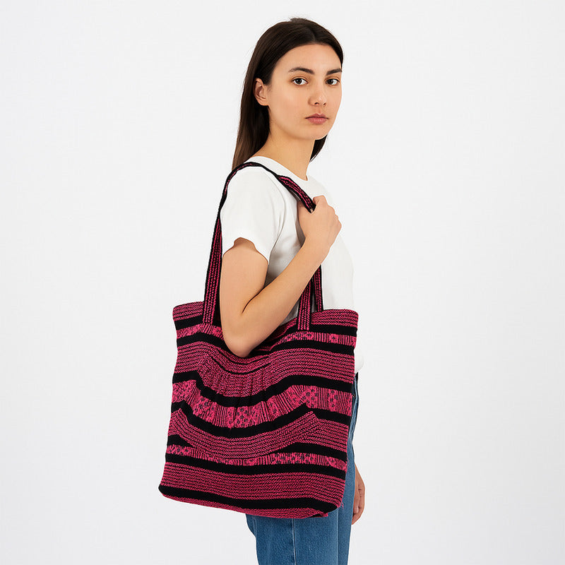 Bolsa Artesanal Abanico Tipo Tote Para Mujer 50x40cm