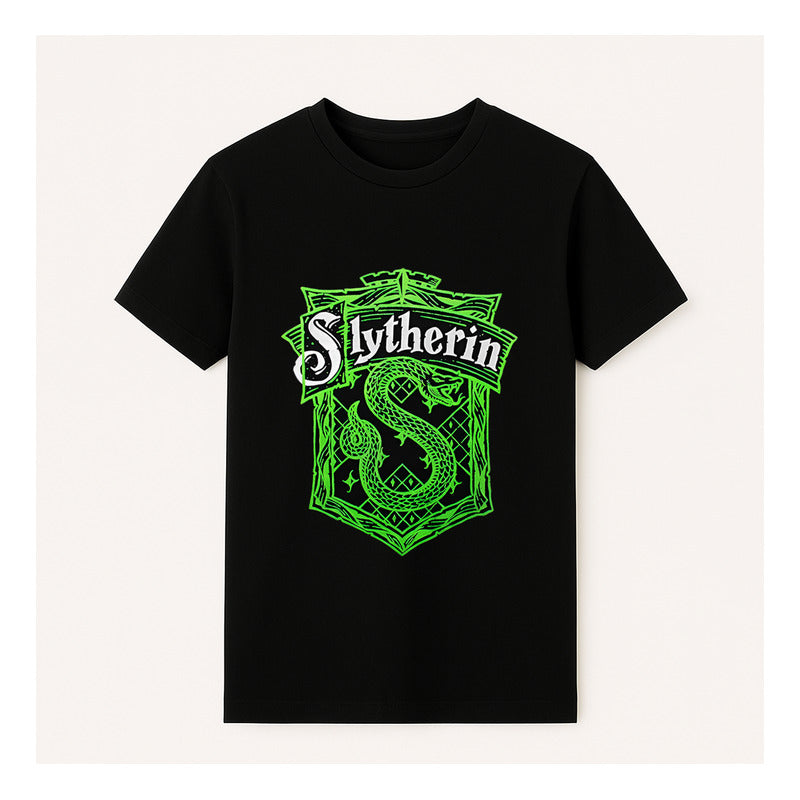 Playera De Hombre Con Estampado De Películas American Level® Negro Slytherin G Lisa