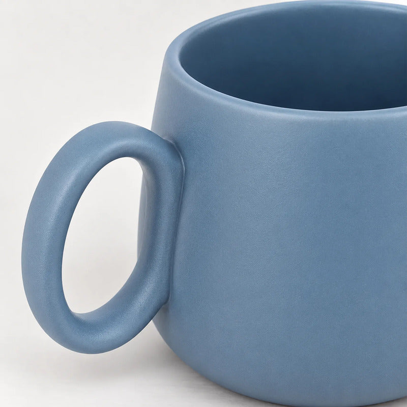 Taza Tarro De Cerámica 600ml Con Asa Diseño Minimalista Azul 2415-5676 Liso