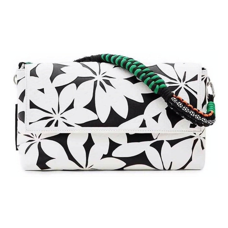 Bolso Para Mujer Mod.23saxp72 Marca Desigual® Blanco-negro Floreado Níquel Multicolor