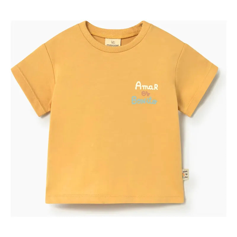 Playera Casual Para Bebé Recién Nacido M.1077 Marca Mayoral® Miel Amar Es Bonito 18 M