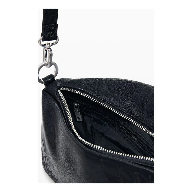 Bolso Pequeño Con Bordado Para Mujer 26saxpax/2000 Desigual® Negro Floreado Níquel