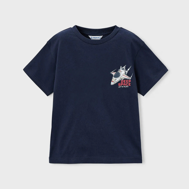 Playera Casual Para Niño Mod.3063 Marca Mayoral® Azul Deep Space 4 Años Lisa