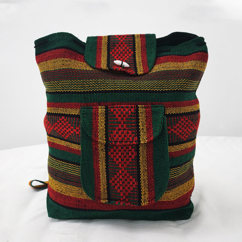 Mochila Artesanal Tejida Tipo Morral Con Bolsillo Frontal 10kg