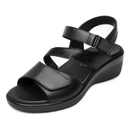 Sandalia Cuña Baja Para Dama Mod.116023 Marca Flexi® Negro Liso 24 Mx