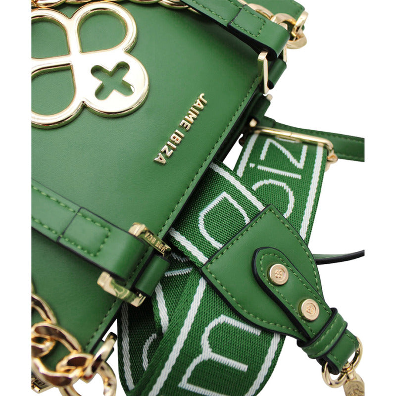 Bolso De Mano Para Mujer Mod. Ji 2348 Marca Jaime Ibiza® Verde Lisa Níquel