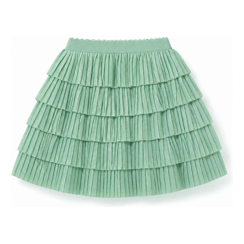 Falda Tul Plisado Para Niña Mod.4902 Marca Mayoral® Verde Jade Tul Pisado 3 Años